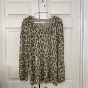 Chicos Size 3 (XL) Lightweight Leopard Sweater